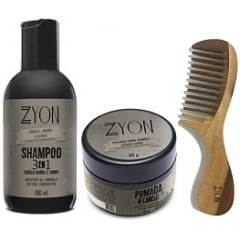 Kit Shampoo Pomada Matte e Pente de Madeira